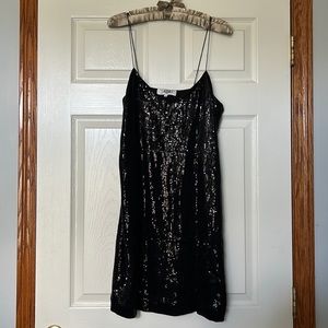 Tibi NY Black Liquid Sequin Little Black Slip Dress Size 10